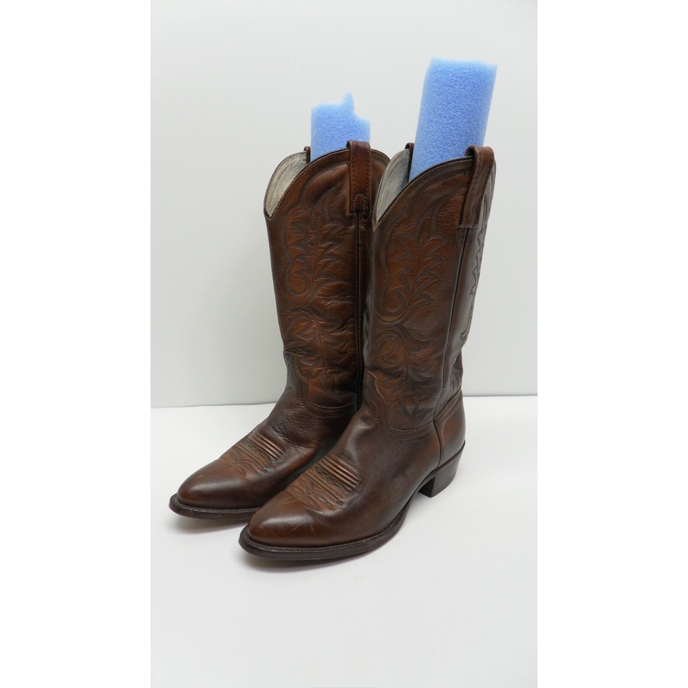 J CHISHOLM BROWN LEATHER COWBOY BOOTS  MEN'S 9.5 D  STYLE 5514 25192 Chocolate